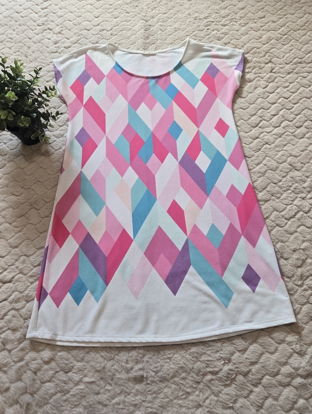 12 Pm by Mon Ami Multicolor Pastel Diamond Geo Black Pattern, Size Medium